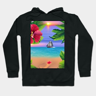 Tropical Sunset Beach Scene 2 Hoodie